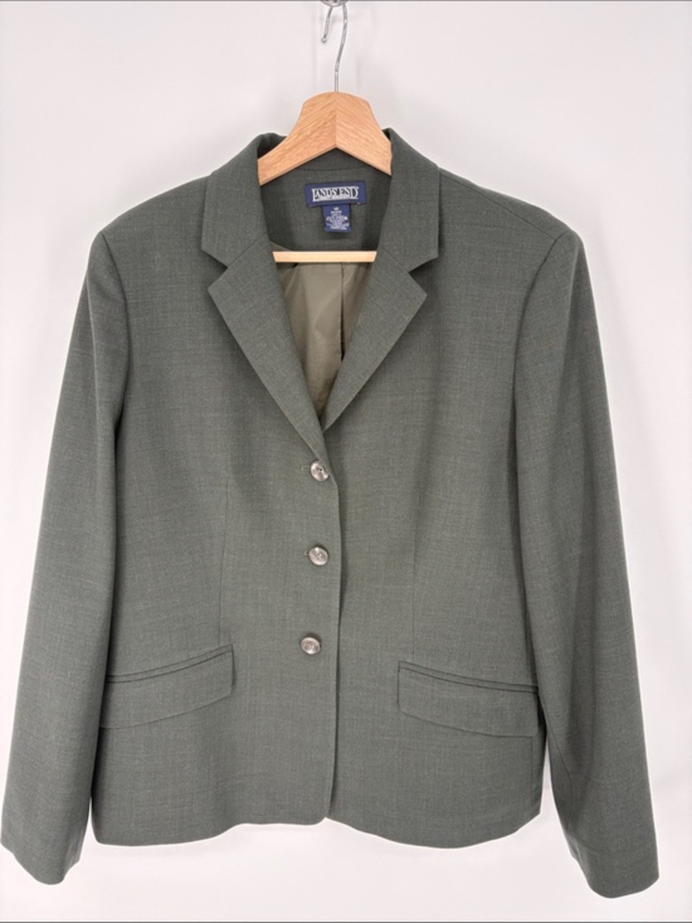 🛹 Lands' End wool blend Olive Blazer with Notched Lapel